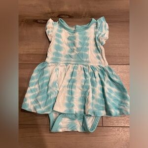 Kyte Baby Twirl Bodysuit Dress in Robin Rip Tide🩵
